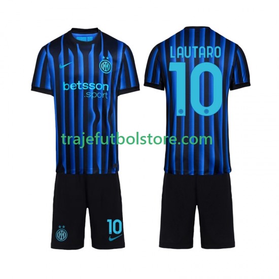 Camiseta 1ª Inter Milan Lautaro Martinez 10 Niño 2025-2026 Manga Corta