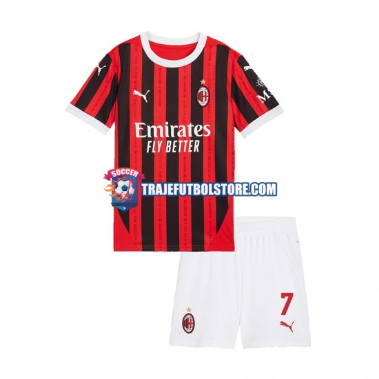 Camiseta 1ª AC Milan Alvaro Morata 7 Niño 2024-2025 Manga Corta