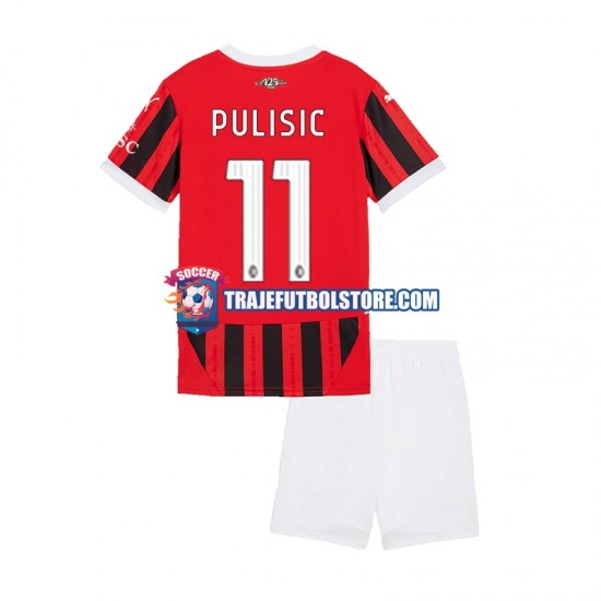 Camiseta 1ª AC Milan Christian Pulisic 11 Niño 2024-2025 Manga Corta
