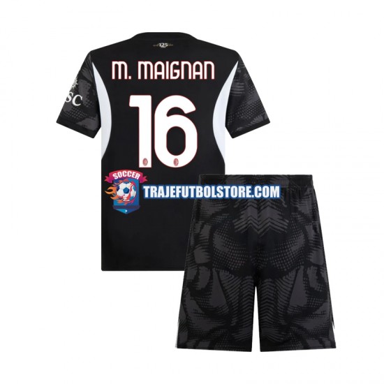 Camiseta 1ª AC Milan Mike Maignan 16 Portero Niño 2024-2025 Manga Corta