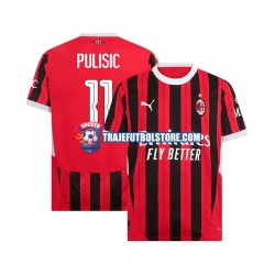 Camiseta 1ª AC Milan UCL Font PULISIC 11 Hombre 2024-2025 Manga Corta
