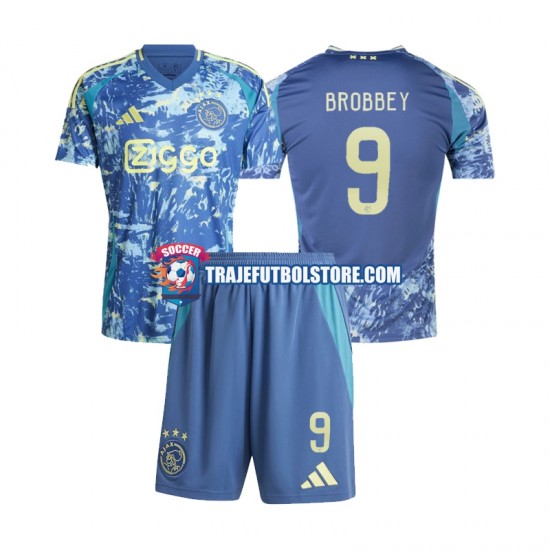 Camiseta 2ª AFC Ajax Brian Brobbey 9 Niño 2024-2025 Manga Corta