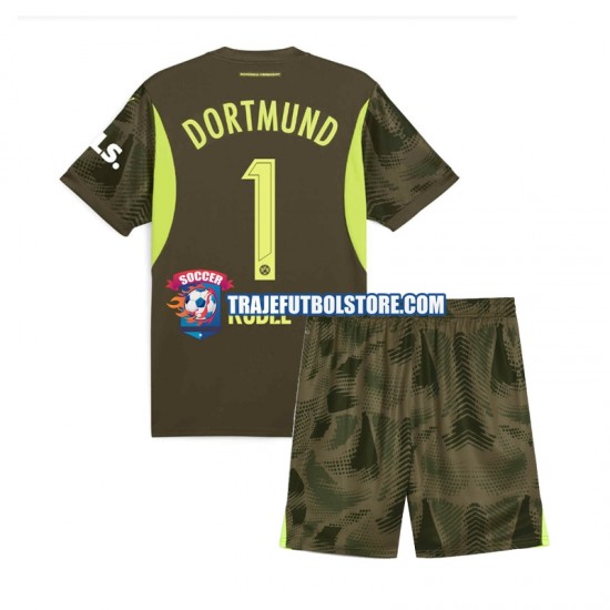 Camiseta 2ª Borussia Dortmund Gregor Kobel 1 Portero Niño 2024-2025 Manga Corta