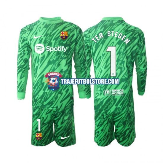 Camiseta 1ª FC Barcelona Ter Stegen 1 Portero Niño 2024-2025 ML