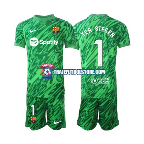 Camiseta 1ª FC Barcelona Ter Stegen 1 Portero Niño 2024-2025 Manga Corta