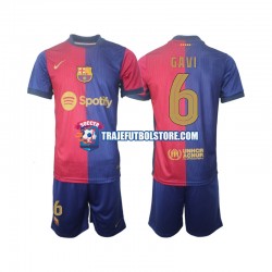 Camiseta 1ª FC Barcelona UCL Font Gavi 6 Niño 2024-2025 Manga Corta