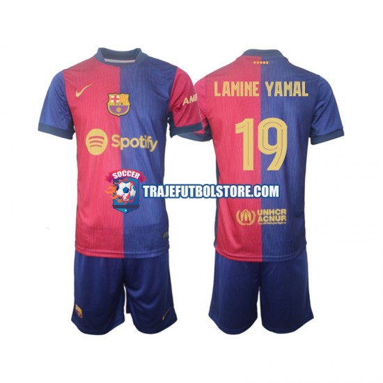 Camiseta 1ª FC Barcelona UCL Font Lamine Yamal 19 Niño 2024-2025 Manga Corta