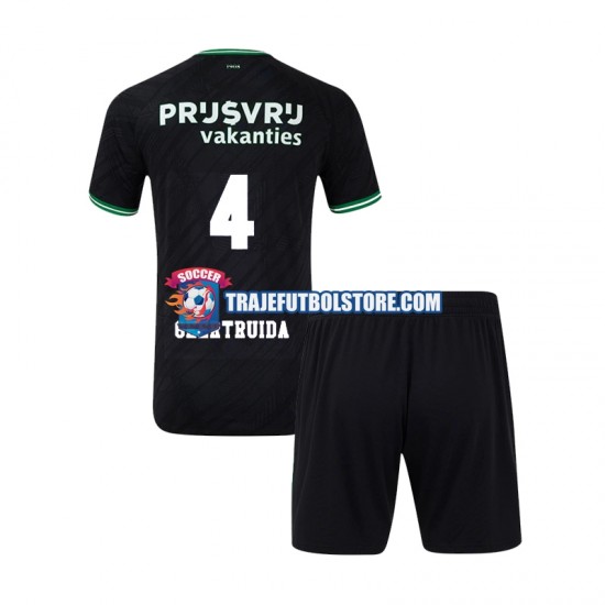 Camiseta 2ª Feyenoord Rotterdam Lutsharel Geertruida 4 Niño 2024-2025 Manga Corta