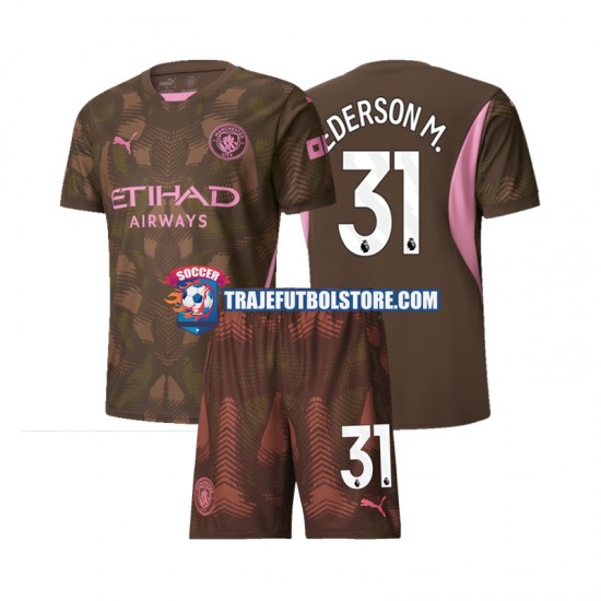Camiseta 1ª Manchester City Ederson M 31 Portero Niño 2024-2025 Manga Corta