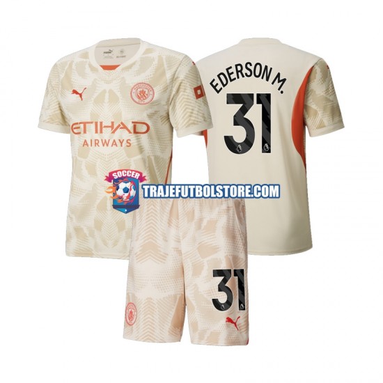 Camiseta 3ª Manchester City Ederson M 31 Portero Niño 2024-2025 Manga Corta