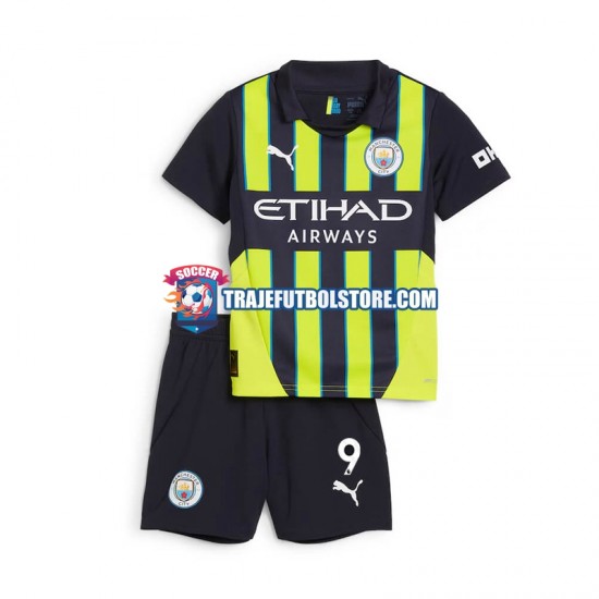 Camiseta 2ª Manchester City Haaland 9 Niño 2024-2025 Manga Corta