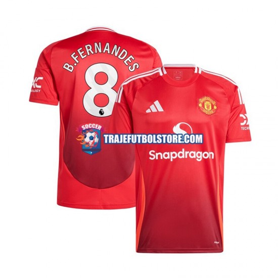 Camiseta 1ª Manchester United Bruno Fernandes 8 Hombre 2024-2025 Manga Corta