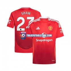 Camiseta 1ª Manchester United Luke Shaw 23 Hombre 2024-2025 Manga Corta