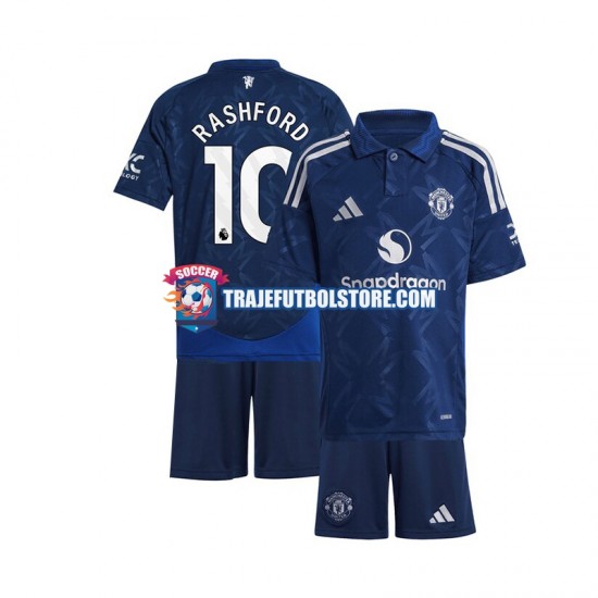Camiseta 2ª Manchester United Marcus Rashford 10 Niño 2024-2025 Manga Corta