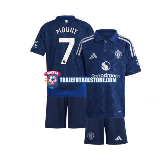 Camiseta 2ª Manchester United Mason Mount 7 Niño 2024-2025 Manga Corta