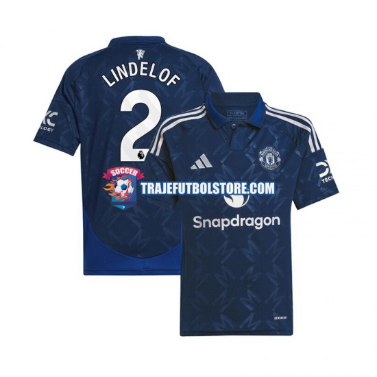 Camiseta 2ª Manchester United Victor Lindelof 2 Hombre 2024-2025 Manga Corta