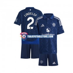 Camiseta 2ª Manchester United Victor Lindelof 2 Niño 2024-2025 Manga Corta