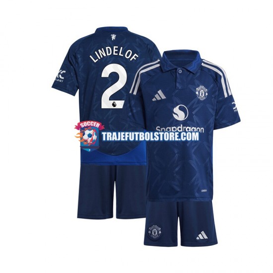Camiseta 2ª Manchester United Victor Lindelof 2 Niño 2024-2025 Manga Corta