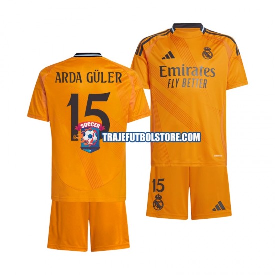 Camiseta 2ª Real Madrid Arda Guler 15 Niño 2024-2025 Manga Corta