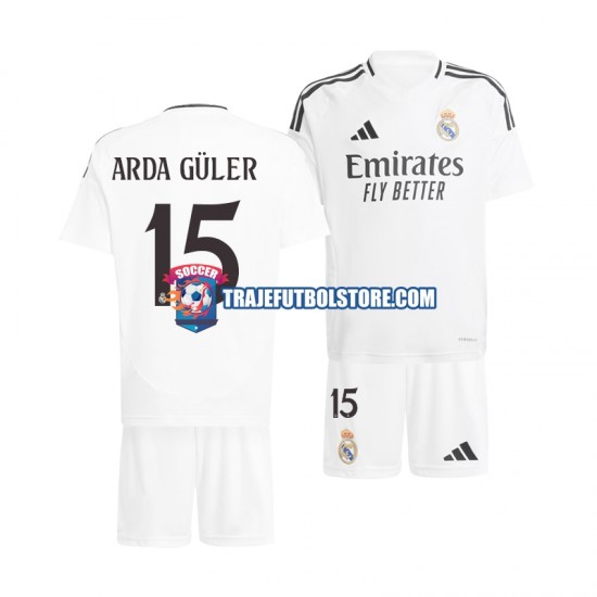 Camiseta 1ª Real Madrid Arda Guler 15 Niño 2024-2025 Manga Corta