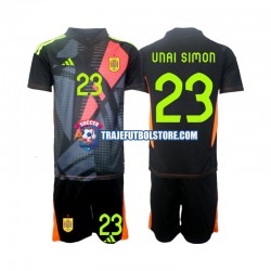 Camiseta 2ª España Unai Simon 23 Portero Niño Euro 2024 Manga Corta