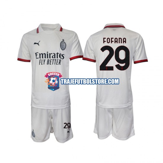 Camiseta 2ª AC Milan Fofana 29 Niño 2024-2025 Manga Corta