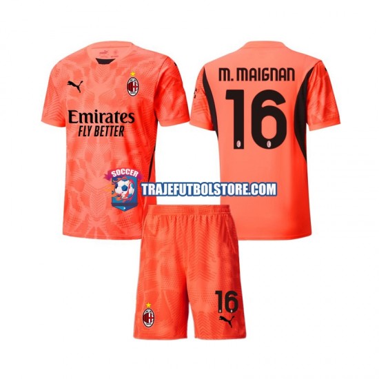 Camiseta 4ª AC Milan Mike Maignan 16 Portero Niño 2024-2025 Manga Corta