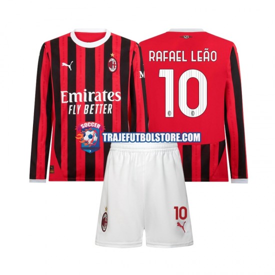 Camiseta 1ª AC Milan Rafael Leao 10 Niño 2024-2025 ML