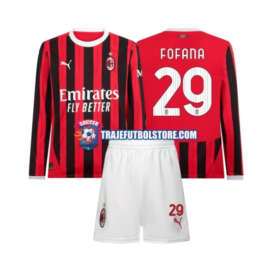 Camiseta 1ª AC Milan Youssouf Fofana 29 Niño 2024-2025 ML