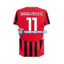 Camiseta 1ª AC Milan Ibrahimović 11 Hombre 2024-2025 Manga Corta