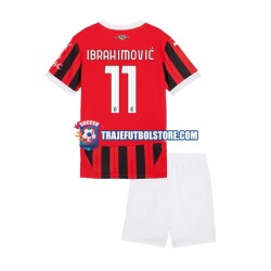 Camiseta 1ª AC Milan Ibrahimović 11 Niño 2024-2025 Manga Corta