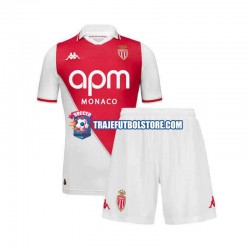 Camiseta 1ª AS Monaco Niño 2024-2025 Manga Corta