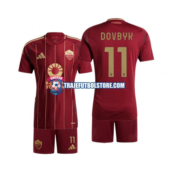 Camiseta 1ª AS Roma Artem Dovbyk 11 Niño 2024-2025 Manga Corta