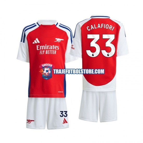 Camiseta 1ª Arsenal Calafiori 33 Niño 2024-2025 Manga Corta