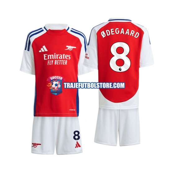 Camiseta 1ª Arsenal Odegaard 8 Niño 2024-2025 Manga Corta