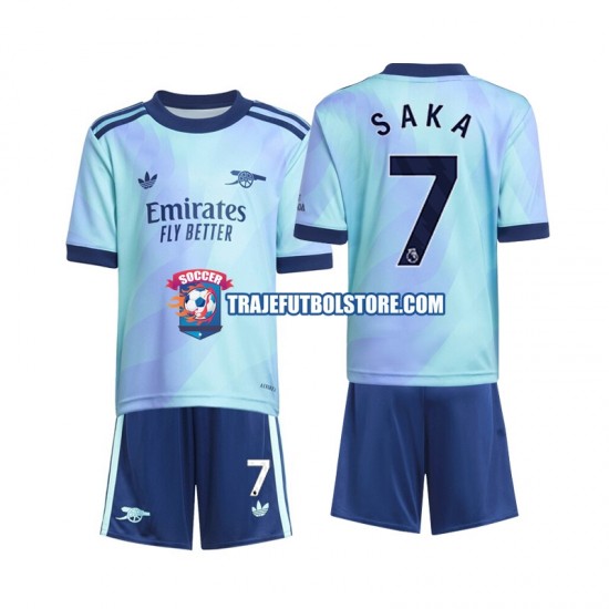 Camiseta 3ª Arsenal Saka 7 Niño 2024-2025 Manga Corta