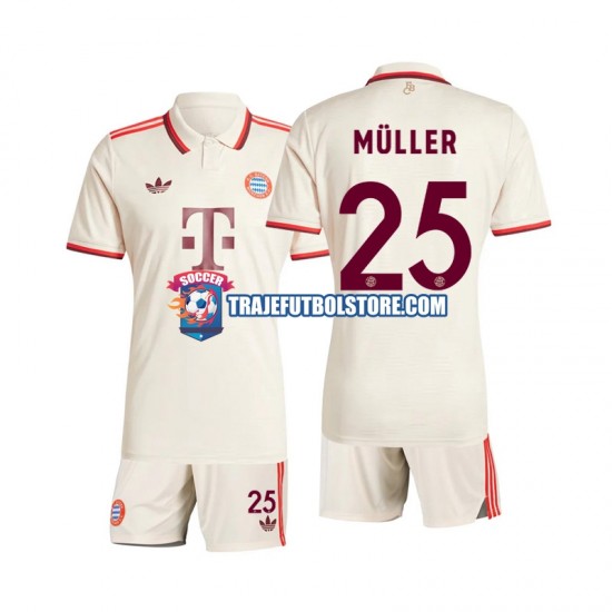 Camiseta 3ª Bayern de Múnich Muller 25 Niño 2024-2025 Manga Corta
