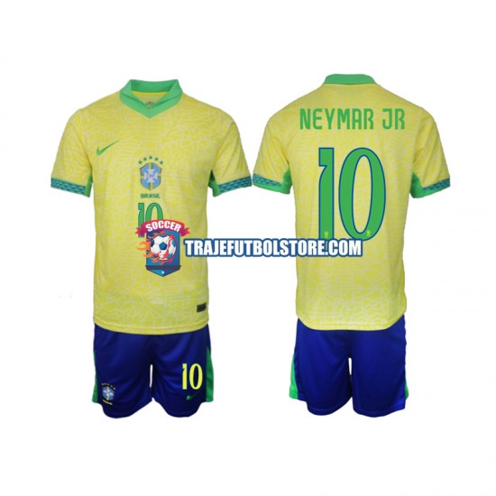 Camiseta 1ª Brasil Neymar JR 10 Niño 2024 Manga Corta