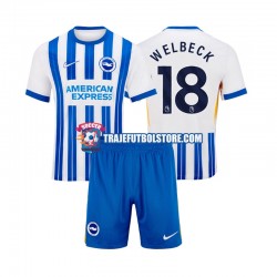 Camiseta 1ª Brighton Hove Albion WELBECK 18 Niño 2024-2025 Manga Corta
