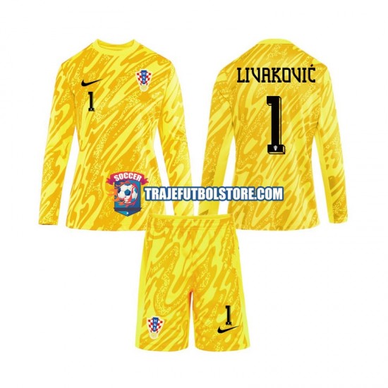 Camiseta 1ª Croacia DOMINIK LIVAKOVIC 1 Portero Niño Euro 2024 ML