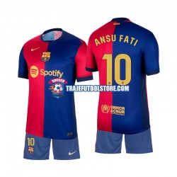 Camiseta 1ª FC Barcelona Ansu Fati 10 Niño 2024-2025 Manga Corta