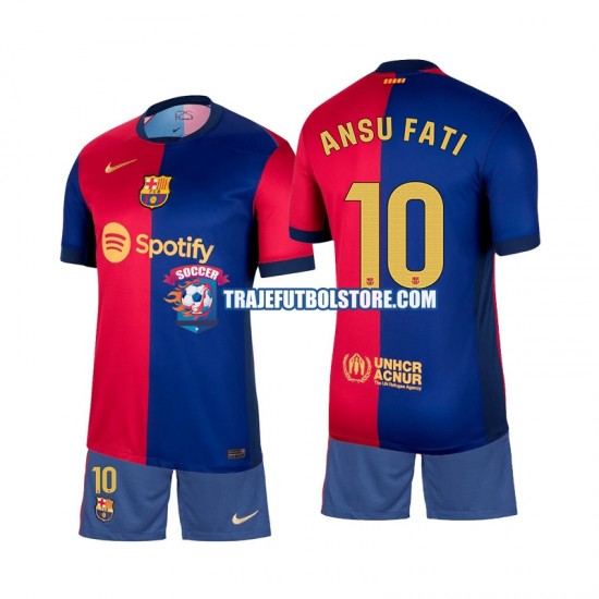 Camiseta 1ª FC Barcelona Ansu Fati 10 Niño 2024-2025 Manga Corta