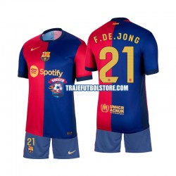 Camiseta 1ª FC Barcelona Frenkie de Jong 21 Niño 2024-2025 Manga Corta
