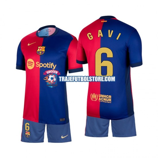 Camiseta 1ª FC Barcelona Gavi 6 Niño 2024-2025 Manga Corta