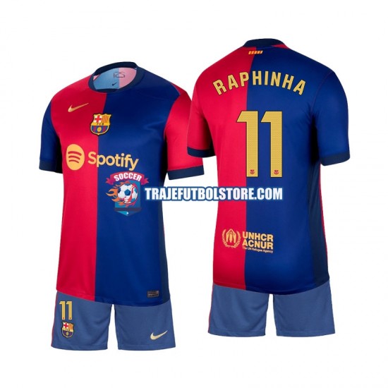 Camiseta 1ª FC Barcelona Raphinha 11 Niño 2024-2025 Manga Corta