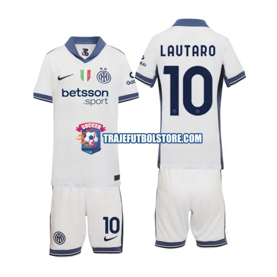 Camiseta 2ª Inter Milan Lautaro 10 Niño 2024-2025 Manga Corta