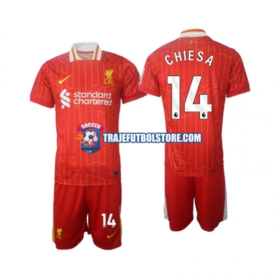 Camiseta 1ª Liverpool Chiesa 14 Niño 2024-2025 Manga Corta