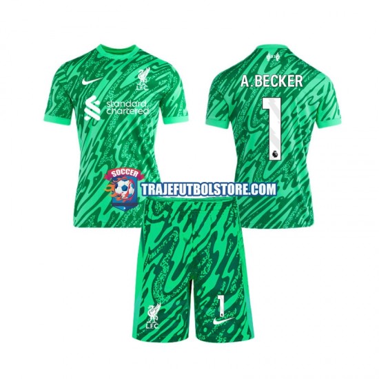 Camiseta 2ª Liverpool Alisson Becker 1 Portero Niño 2024-2025 Manga Corta