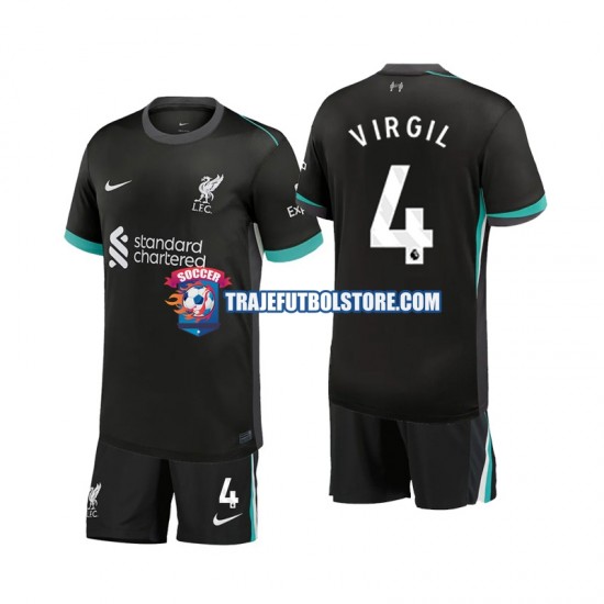Camiseta 2ª Liverpool Virgil 4 Niño 2024-2025 Manga Corta