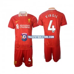 Camiseta 1ª Liverpool Virgil 4 Niño 2024-2025 Manga Corta